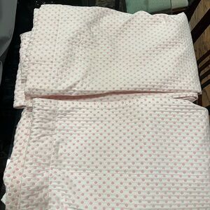 2 Pottery Barn Audrey Pink Polka Dot Panels - blackout curtains
